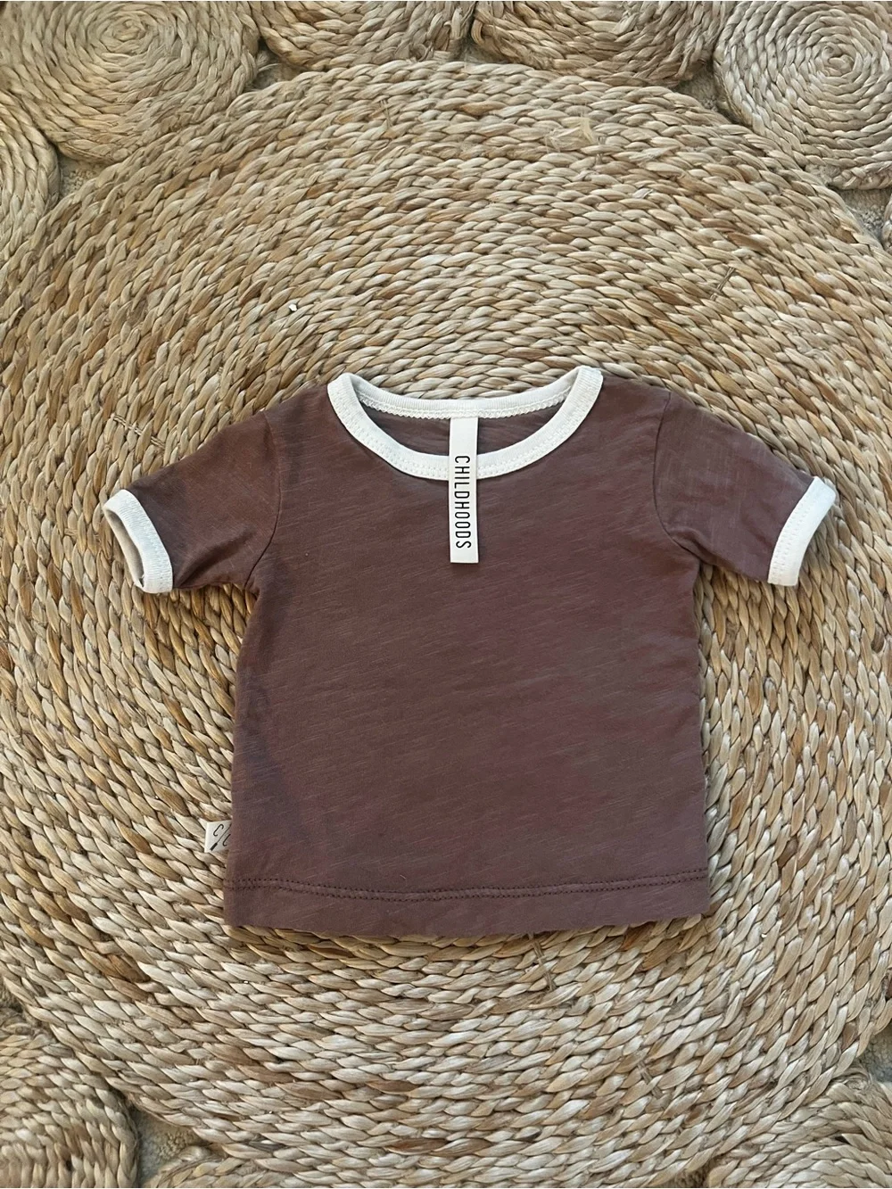 Childhoods Clothing Brown Contrast-Trim Kids Tee